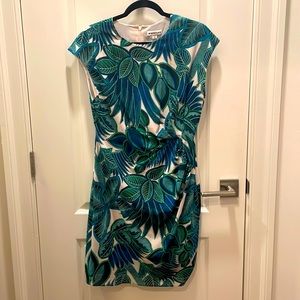 Whistles Tropical Palm Print Silk Cap Sleeve Dress US10